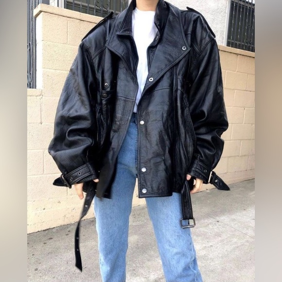 Black Vintage Fringe Leather Jacket - Picture 10 of 13